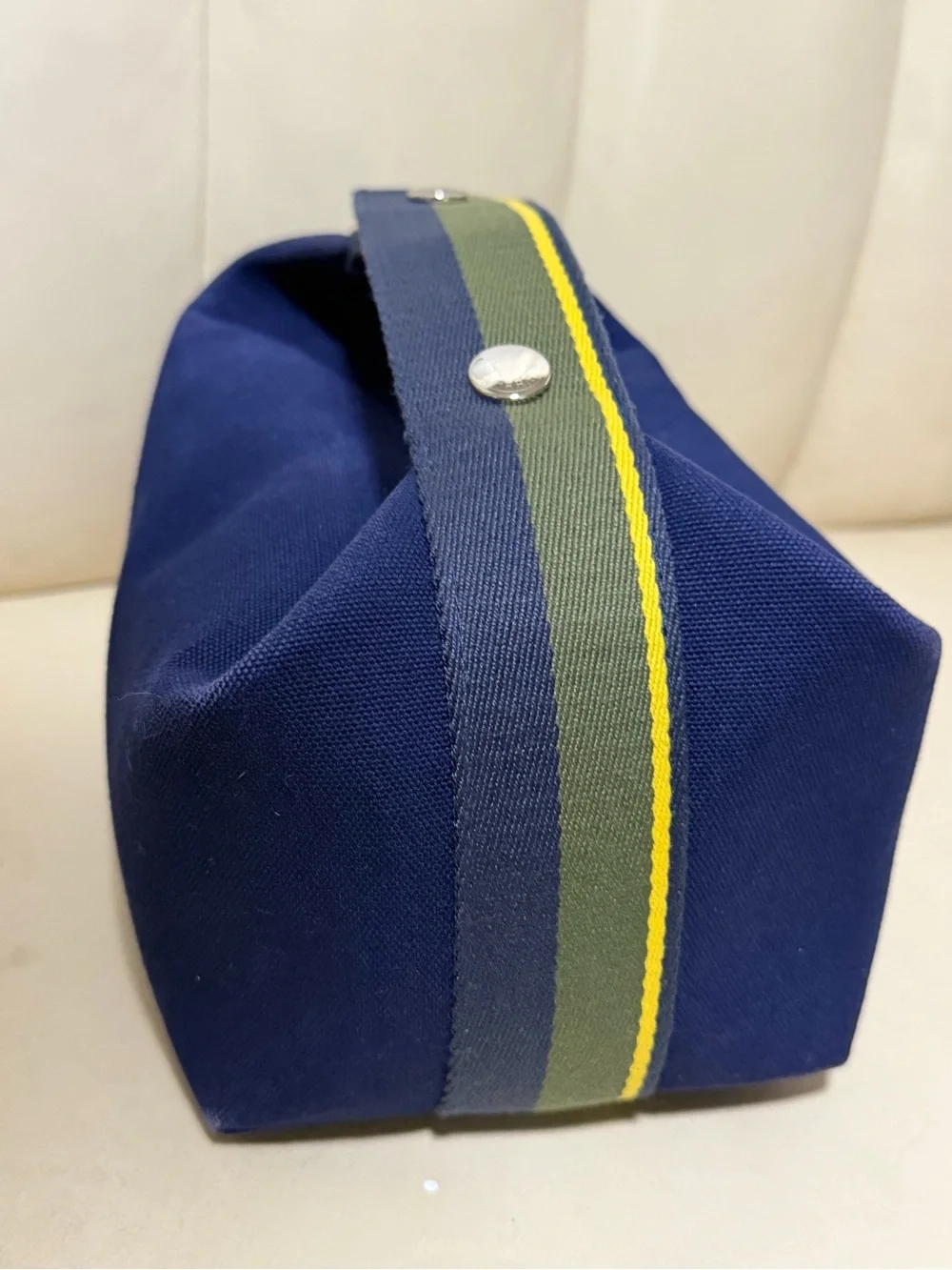 Hermes Navy and Blue Logo Satchel